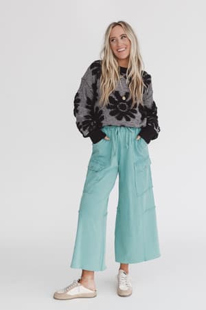 Game On Cargo Wide Leg Pant in Green