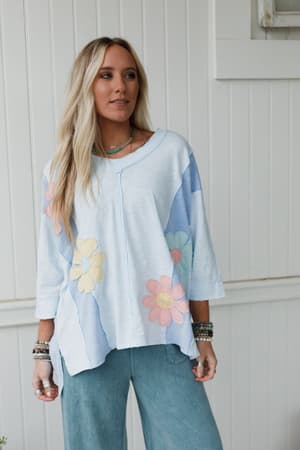 chasing-bliss-flower-patch-top-blue/Blue