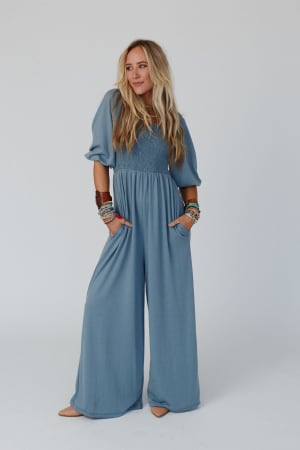The Nest Nick Of Time Smocked Jumpsuit: undefined