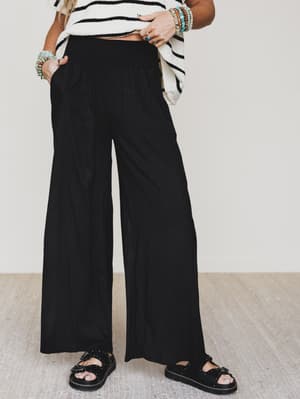 Seek The Moon Wide Leg Pants - Black M / Black