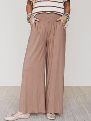Seek The Moon Wide Leg Pants - Cocoa S / Cocoa