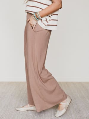 Seek The Moon Wide Leg Pants - Cocoa S / Cocoa