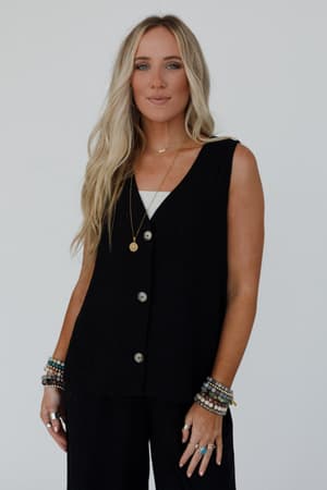 salt-air-button-vest-black/Black
