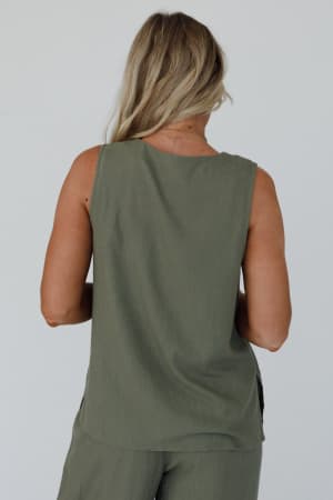 salt-air-button-vest-olive/Green