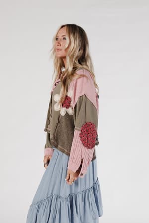 huxley-patchwork-top-olive/Green