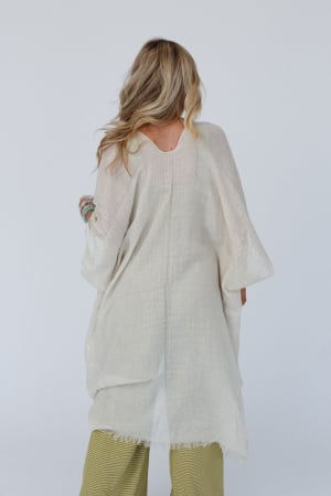 mikka-sequin-frayed-trim-kimono-natural/Natural