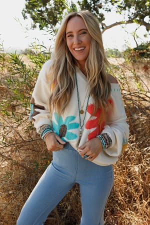 good-mood-flower-print-sweater-ivory/Ivory