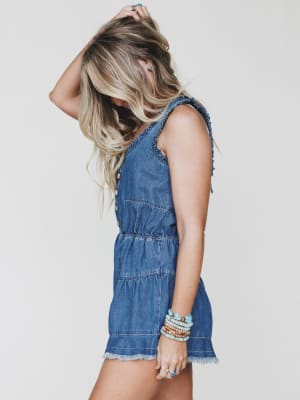 Spring Tea Romper - Medium Wash L / Medium Wash