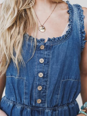 Spring Tea Romper - Medium Wash L / Medium Wash