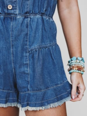 Spring Tea Romper - Medium Wash L / Medium Wash