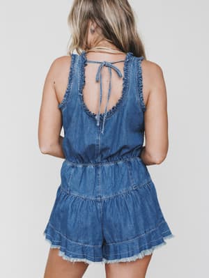 Spring Tea Romper - Medium Wash L / Medium Wash