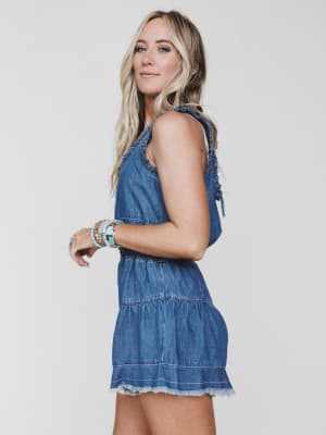 Spring Tea Romper - Medium Wash L / Medium Wash