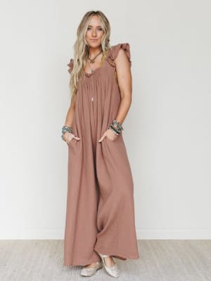 Calm Waves Jumpsuit - Mocha L / Mocha