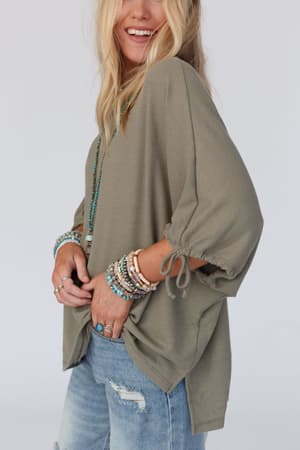 little-lark-puff-sleeve-tee-olive/Olive