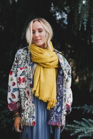 cabin-calling-blanket-scarf-mustard/Mustard