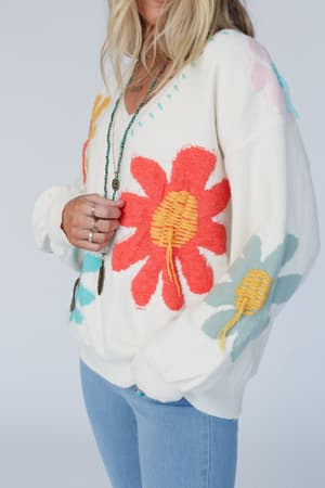 good-mood-flower-print-sweater-ivory/Ivory