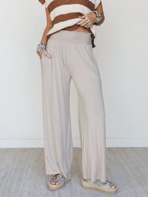 Comfort Above Wide Leg Pants - Ash Mocha L / Ash Mocha