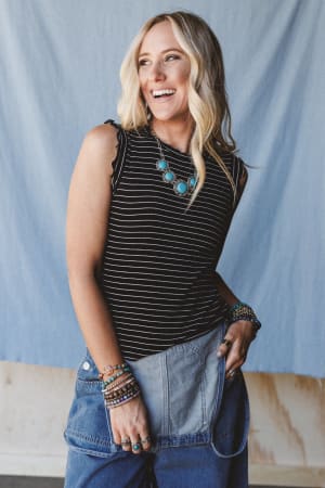 Abbie Striped Ruffle Top: undefined