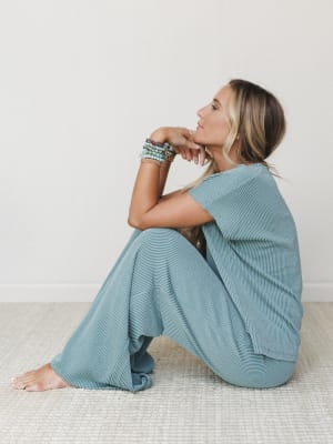 Set On It Pant And Tee Set - Jade L / Jade