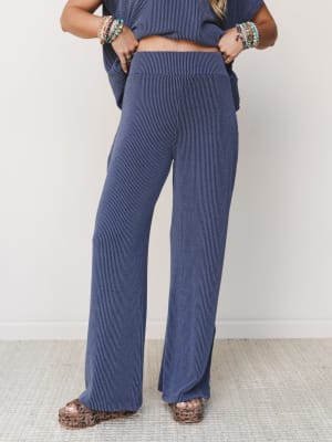 Set On It Pant And Tee Set - Navy L / Navy