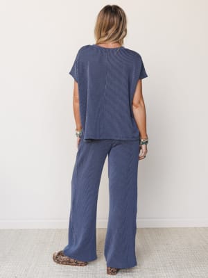 Set On It Pant And Tee Set - Navy L / Navy
