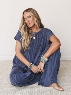 Set On It Pant And Tee Set - Navy L / Navy