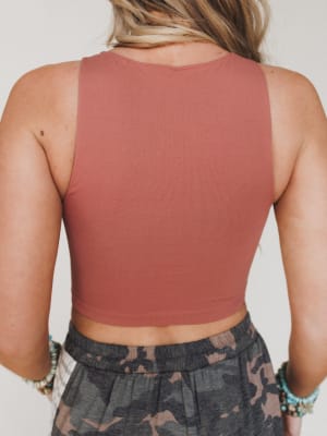 High Neck Seamless Brami - Chestnut S/M / Chestnut