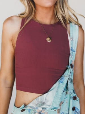 High Neck Seamless Brami - Dark Mauve M/L / Dark Mauve