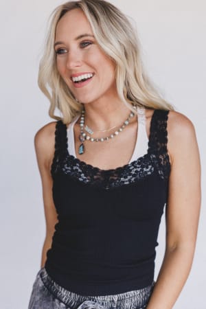 Love Echoes Lace Tank Top: undefined