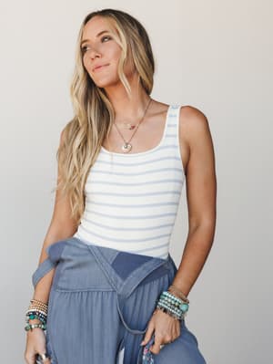 Set In Stripes Bodysuit - Cream Pale Blue S/M / Cream Pale Blue