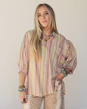 Finch Striped Button Down Top: undefined