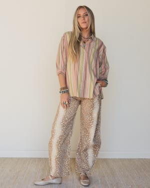 Finch Striped Button Down Top - Pink Multi L / Pink Multi