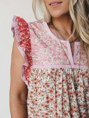 Meadow Maze Blouse - Rose Pink S / Rose Pink