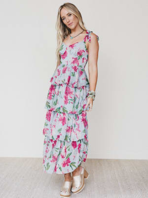 The Nest Lila Bloom Maxi Dress - Dusty Blue L / Dusty Blue