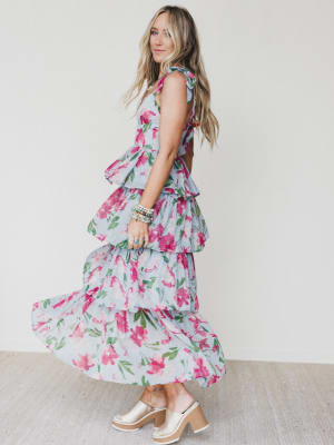 The Nest Lila Bloom Maxi Dress - Dusty Blue L / Dusty Blue