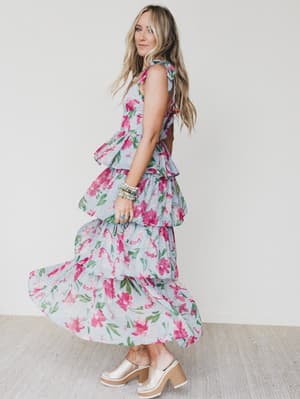 The Nest Lila Bloom Maxi Dress - Dusty Blue L / Dusty Blue