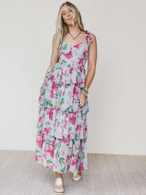 The Nest Lila Bloom Maxi Dress - Dusty Blue L / Dusty Blue
