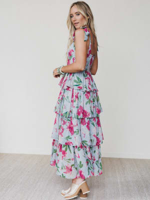 The Nest Lila Bloom Maxi Dress - Dusty Blue L / Dusty Blue