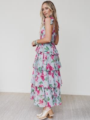 The Nest Lila Bloom Maxi Dress - Dusty Blue L / Dusty Blue