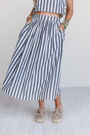 Anchored In Striped Maxi Skirt: undefined