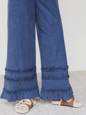 Chase The Horizon Ruffle Pants - New Blueberry L / New Blueberry