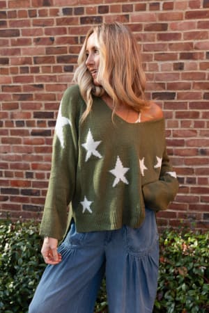 Shining Nights Starry V Neck Sweater: undefined