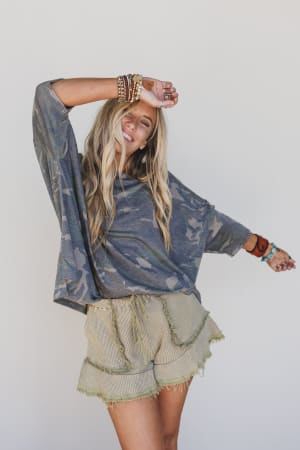 brittany-waffle-frayed-shorts-olive/Olive