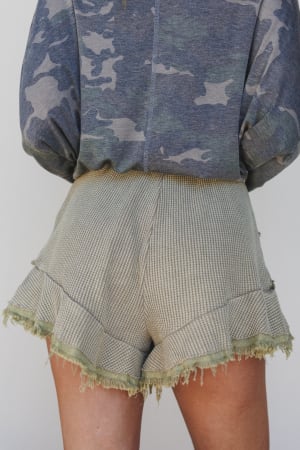 brittany-waffle-frayed-shorts-olive/Olive
