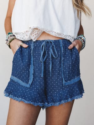 Tide & Tulip Polka Dot Shorts - Navy S / Navy