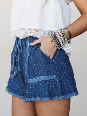 Tide & Tulip Polka Dot Shorts - Navy S / Navy