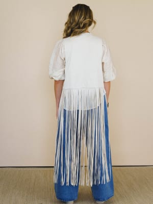 Rock the West Fringe Vest - Cream L / Cream