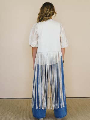 Rock the West Fringe Vest - Cream L / Cream