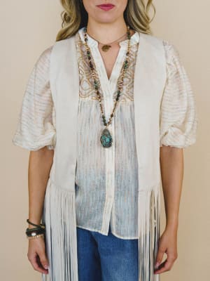 Rock the West Fringe Vest - Cream L / Cream