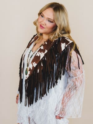 Cowgirl On the Loose Printed Poncho - Chocolate M / Chocolate
